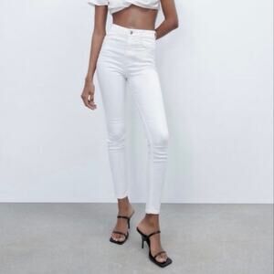 Zara High Rise Shaper Ankle Length White Jegging Size 8